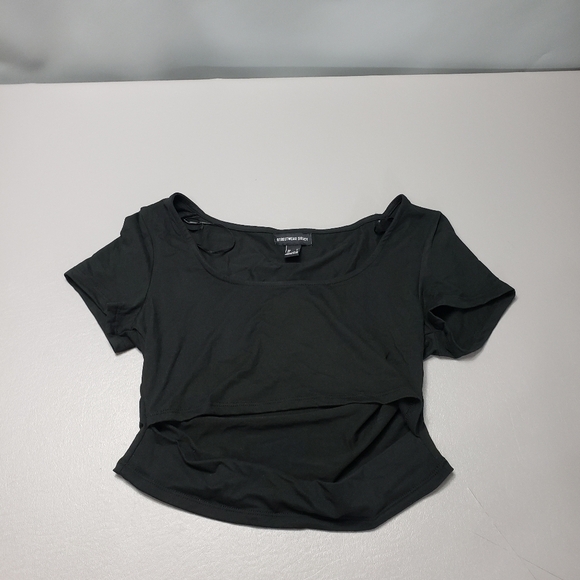 streetwear society black crop top with cutout women's size large - Picture 8 of 8